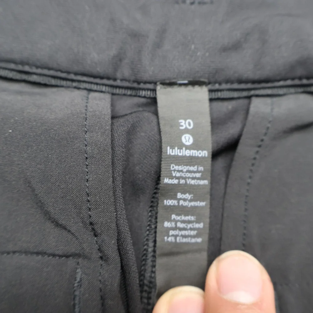 Lululemon ABC Pant Men 30x30 Black Performance Stretch Flat Front Trouser Casual